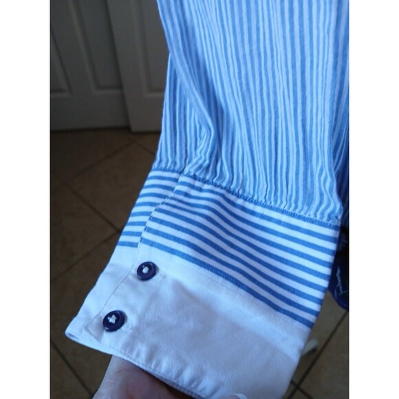 Chicos Women Boho Patchwork Embroidered Tunic Top Size 2 (M) Blue Long Sleeve - Picture 6 of 15